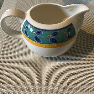 Royal Doulton White Creamer with Teal and Blue Floral Band - Rio pattern